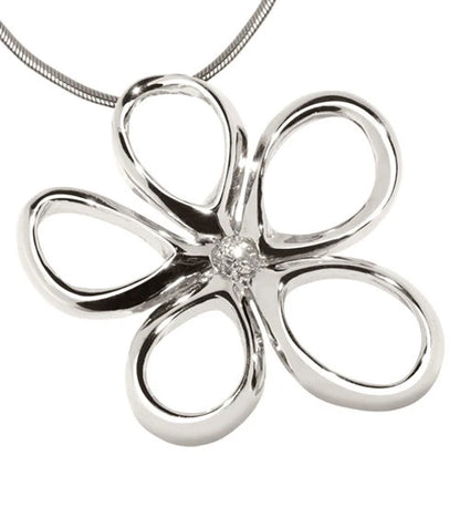 ホワイト14Kゴールドプルメリアの花びらとダイヤモンド