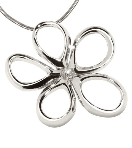 White 14K Gold Plumeria Petals with Diamond
