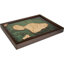 Maui Nautical Wood Map in Frame