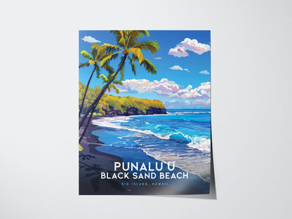 プナルウ ビーチ、ハワイ島