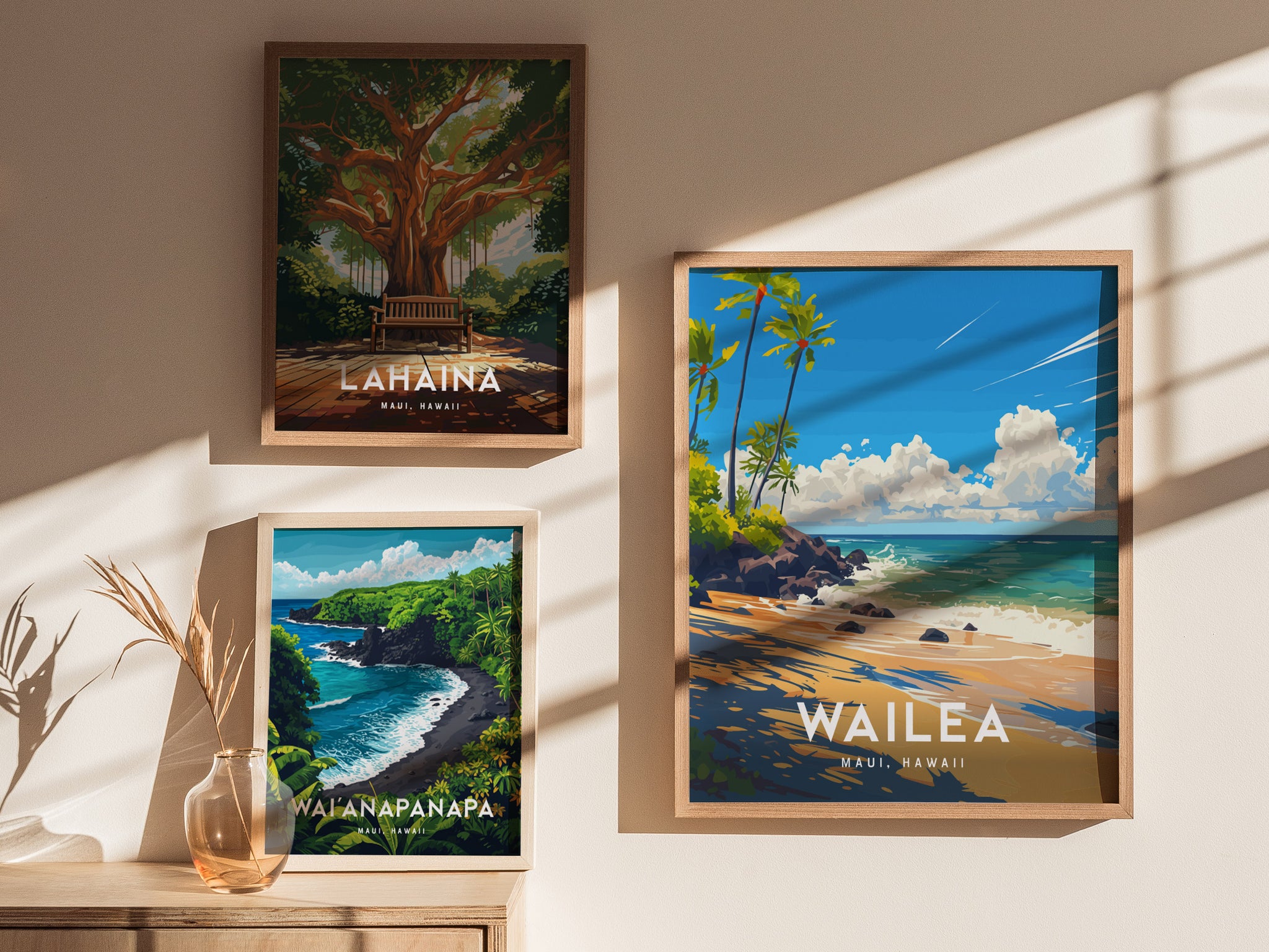 フォトフレーム Martin & MacArthur Koa Wall Art Wailea, Maui, Hawaii – Martin & MacArthur