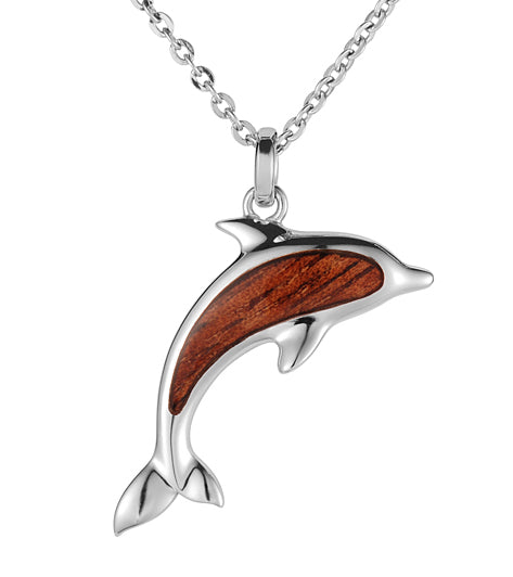 Koa Dolphin Pendant SS