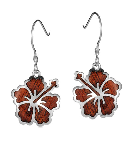Koa Hibiscus Earrings SS