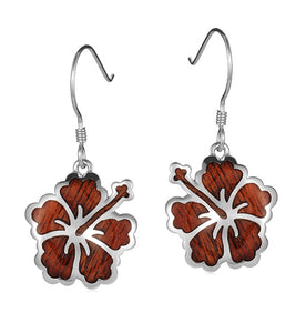 Koa Hibiscus Earrings SS
