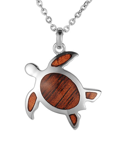 Koa Honu Small Pendant SS