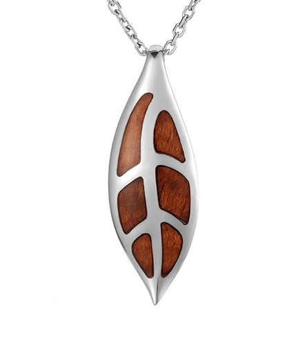 Koa Maile Leaf Pendant SS
