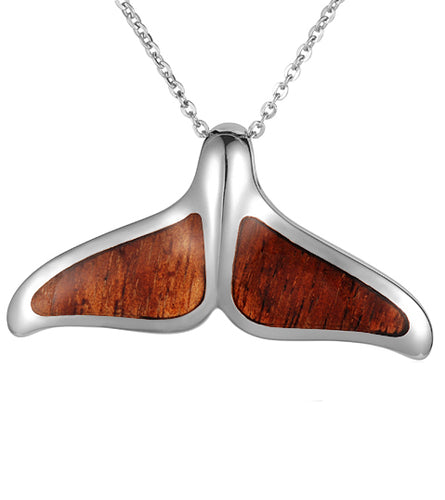 Koa Whale Tail Pendant SS