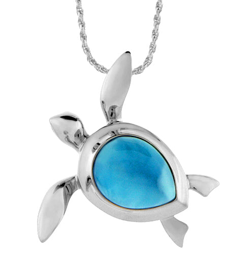 Larimar Honu Pendant SS