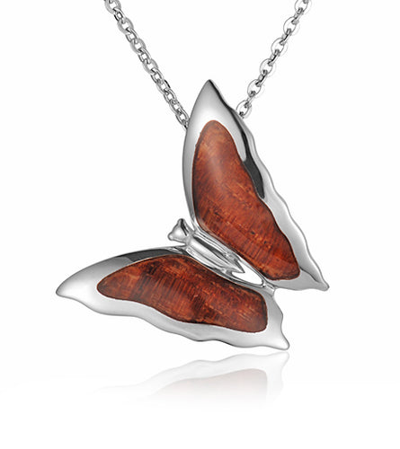 Koa Butterfly Pendant SS