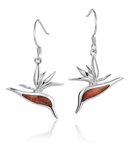 Koa Bird of Paradise Earrings SS