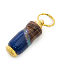 Koa Pill Holder Key Ring (Blue) by Dale Dennison