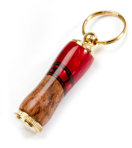 Koa Pill Holder Key Ring (Red) by Dale Dennison