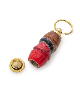 Koa Pill Holder Key Ring (Red) by Dale Dennison