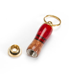 Koa Pill Holder Key Ring (Red) by Dale Dennison
