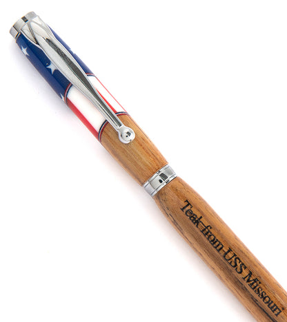 Pluma de teca/resina del USS Missouri, Funline