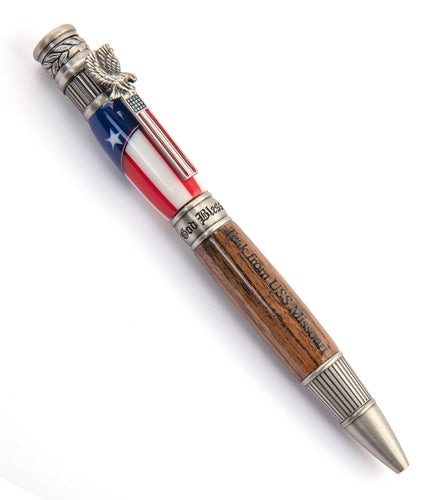 USS Missouri Teak/Resin Pen, Patriot Pewter