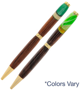 Slimline Koa Ball Point Pen with Inlay