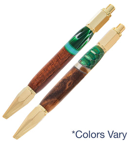 Vertex Clicker Koa Ball Point Pen with Inlay