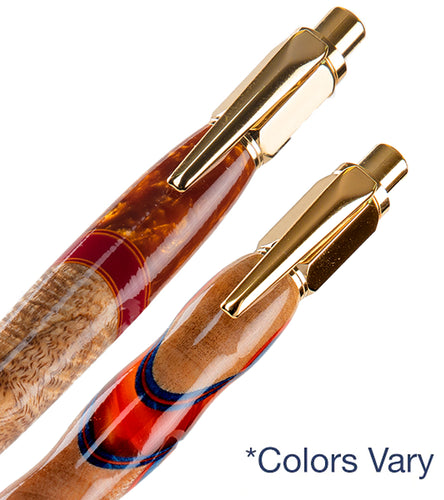 Vertex Clicker Koa Ball Point Pen with Inlay