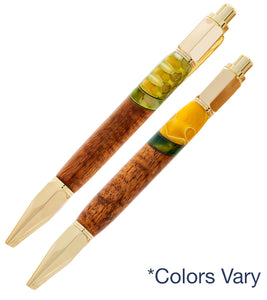 Vertex Clicker Koa Ball Point Pen with Inlay