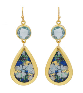 Lily White Blue Topaz Teardrop Earrings