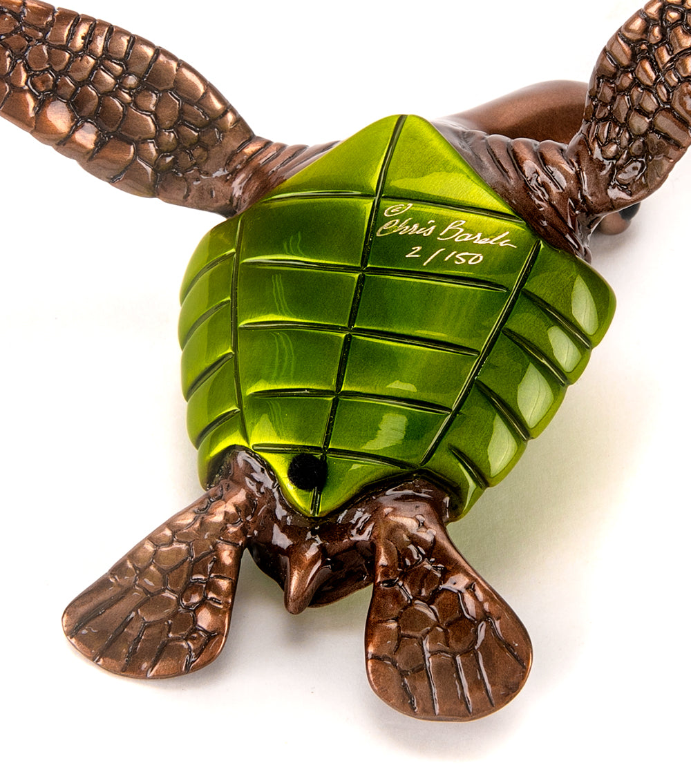 クリス・バレラ作ブロンズ彫刻「スピーディー」グリーン