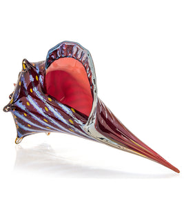 Glass Sculpture "Conch Shell Electric Red" by Ben Silver