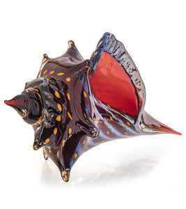 Glass Sculpture "Conch Shell Electric Red" by Ben Silver