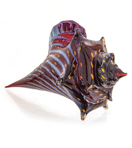Glass Sculpture "Conch Shell Electric Red" by Ben Silver