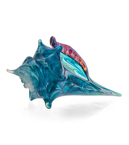 Glass Sculpture "Mini Conch Shell - Blue" by Ben Silver