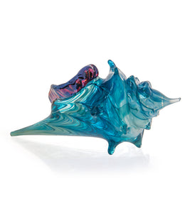 Glass Sculpture "Mini Conch Shell - Blue" by Ben Silver