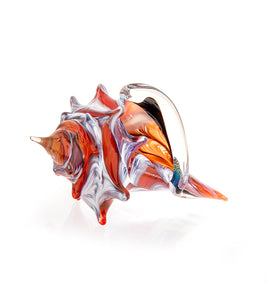 Glass Sculpture "Mini Conch Shell - Coral" by Ben Silver