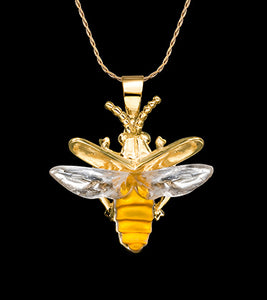 14k Yellow Gold and Diamond Firefly Pendant