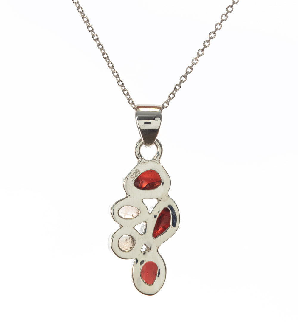 Garnet and Rainbow Moonstone Pendant