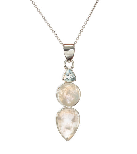 Rainbow Moonstone & Blue Topaz Pendant - BOBB36091+M&M37477