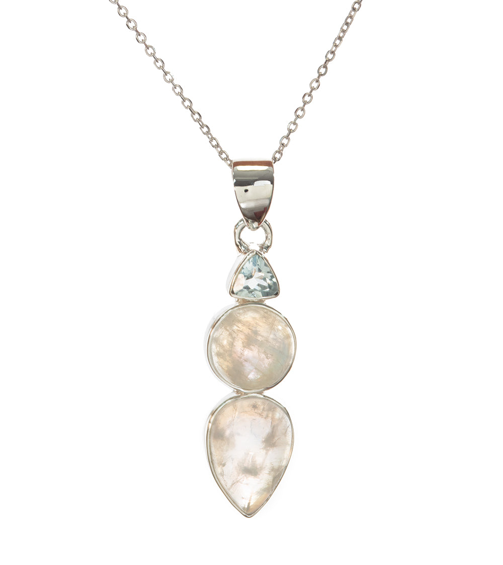 Rainbow Moonstone & Blue Topaz Pendant - BOBB36091+M&M37477