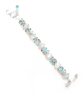 Rainbow Moonstone & Blue Topaz Bracelet