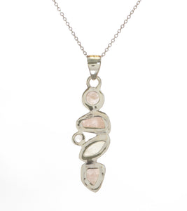 Rose Quartz, Morganite, & Rainbow Moonstone Pendant - BOBB36131+M&M37477