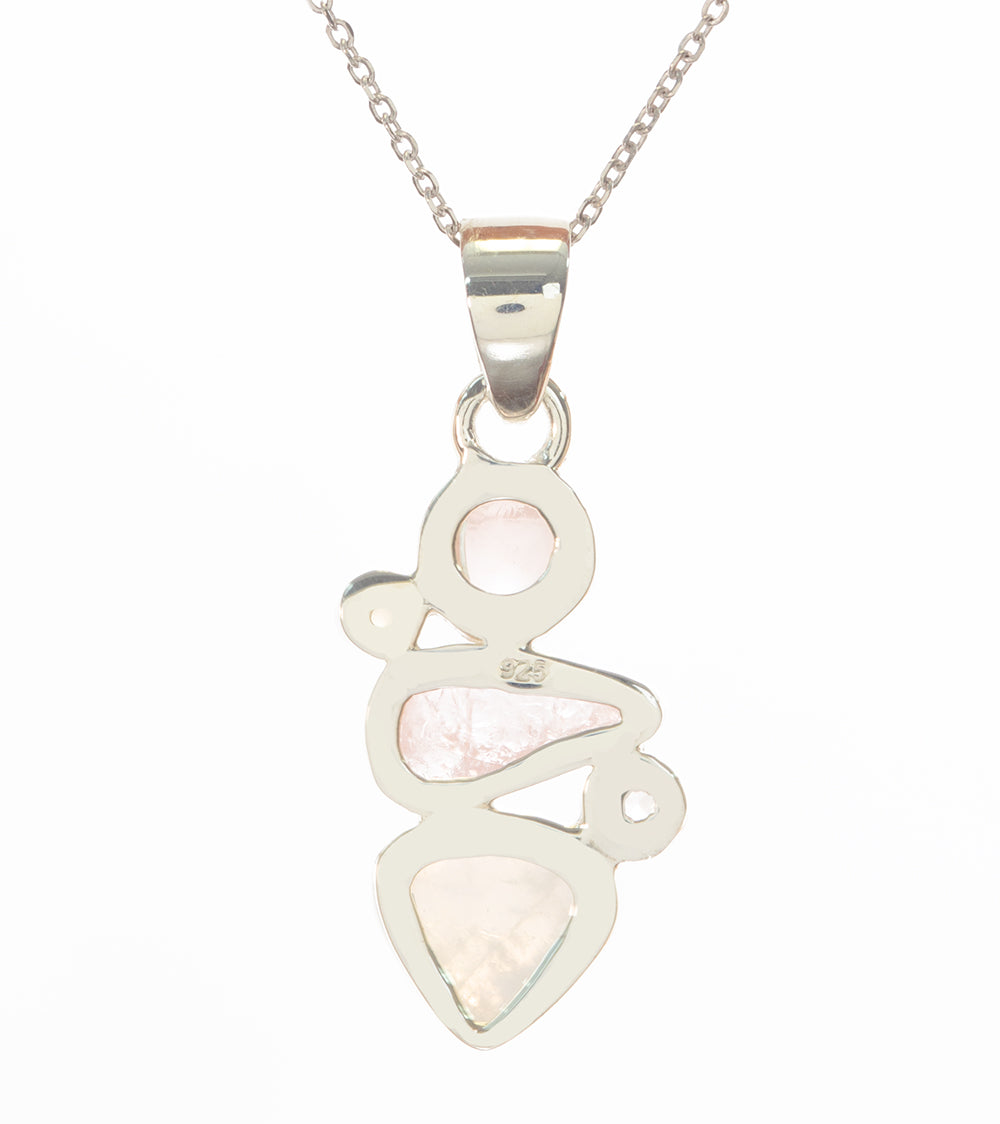 Rose Quartz, Morganite, & Rainbow Moonstone Pendant - BOBB36130+M&M37477