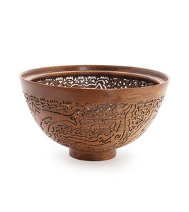 Pierced Koa Bowl "Dolphins" by Patrick and Peggy Bookey