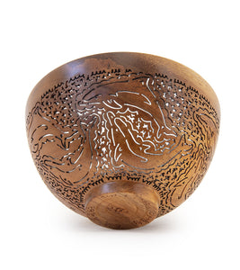 Pierced Koa Bowl "Dolphins" by Patrick and Peggy Bookey