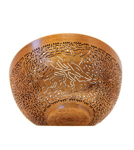 Pierced Koa Bowl "Whales and Hibiscus" by Patrick and Peggy Bookey