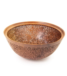 Pierced Koa Bowl "Hibiscus" by Patrick and Peggy Bookey- BOOP37881