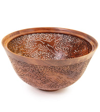 Pierced Koa Bowl "Whales and Hibiscus" by Patrick and Peggy Bookey