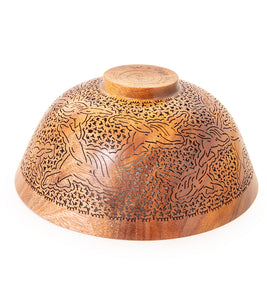 Pierced Koa Bowl "Whales and Hibiscus" by Patrick and Peggy Bookey
