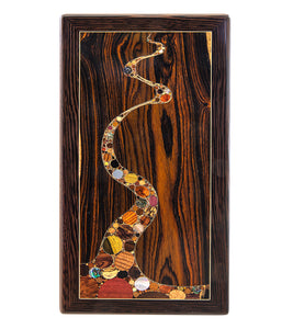 Wood Inlay Mural "Golden Chain" by Chris Cantwell