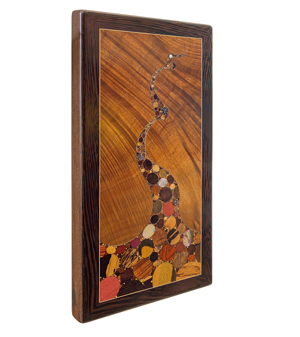 クリス・キャントウェル作 木製象嵌壁画「ダッキー・モモのコアアドベンチャー」