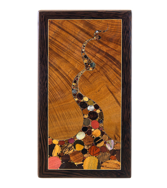 クリス・キャントウェル作 木製象嵌壁画「ダッキー・モモのコアアドベンチャー」