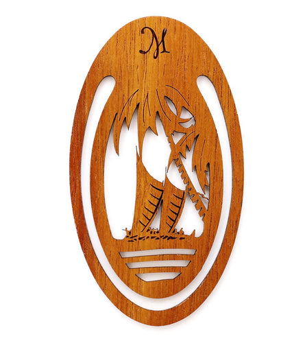Koa Bookmark - Canoe & Palm Trees