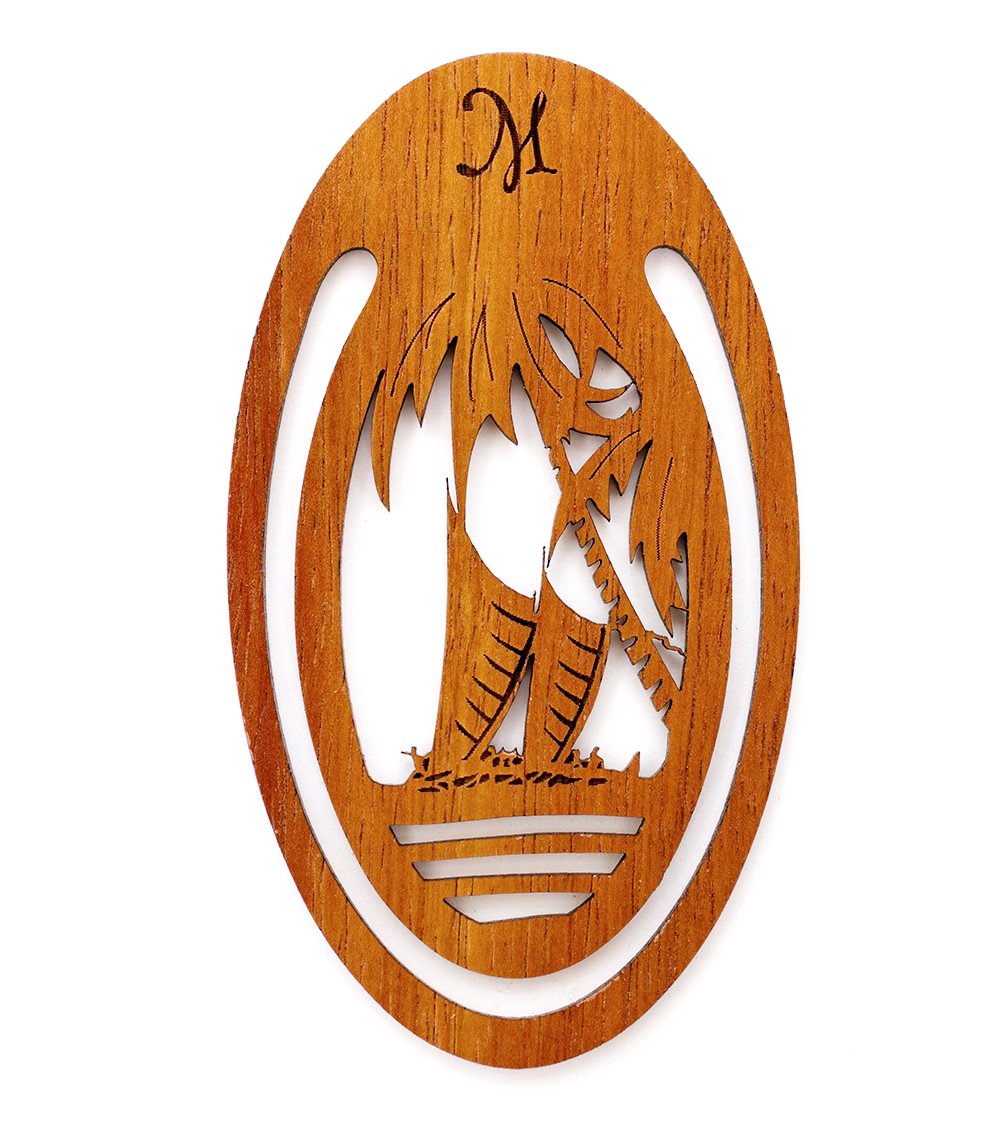 Koa Bookmark - Canoe & Palm Trees